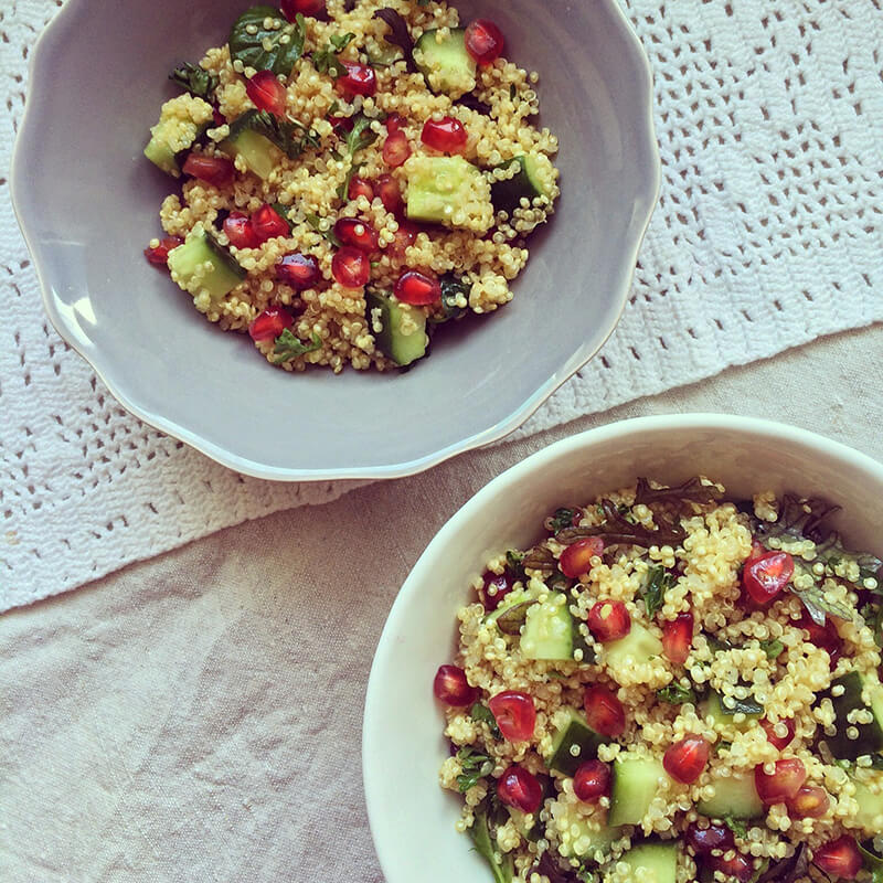 Salade de quinoa avec myrtilles, feta & menthe