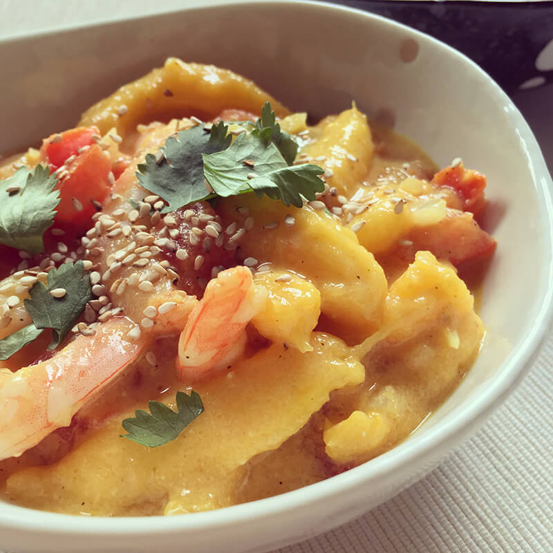 Curry de crevettes à la mangue Curry de crevettes à la mangue