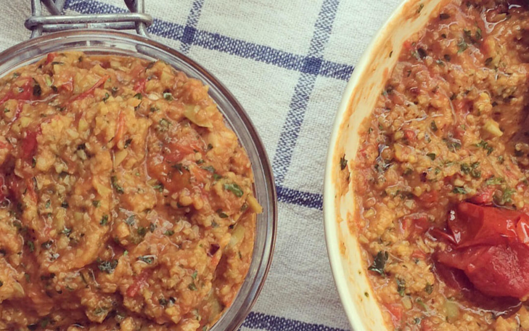 Tapenade d’olives vertes aux tomates cerise rôties