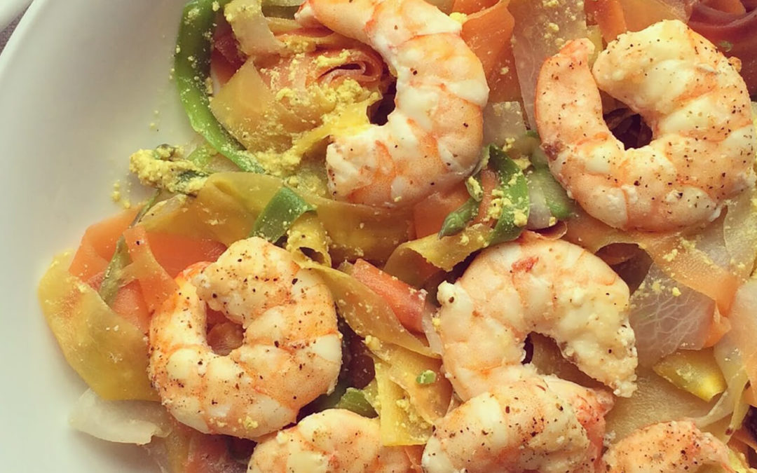 Nouilles de légumes aux crevettes