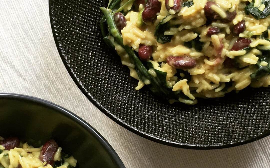 Risotto épinards & haricots rouges au lait de coco