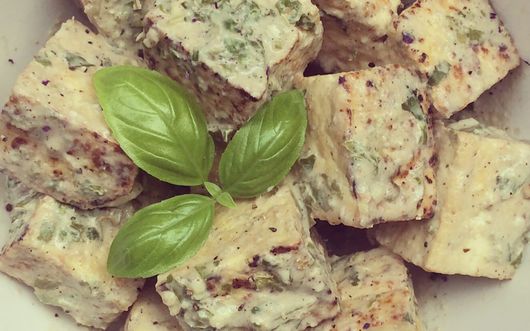 Tofu citron & tahini au basilic